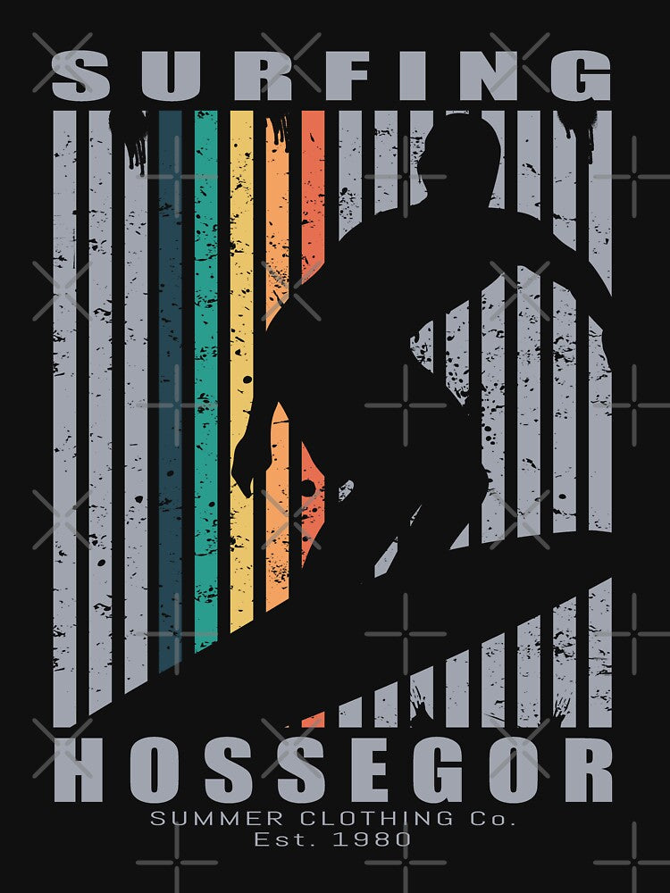 Hossegor Surfing Beach Retro Surfing by JasKei-Designs Unisex , , , Long Sleeve Tee