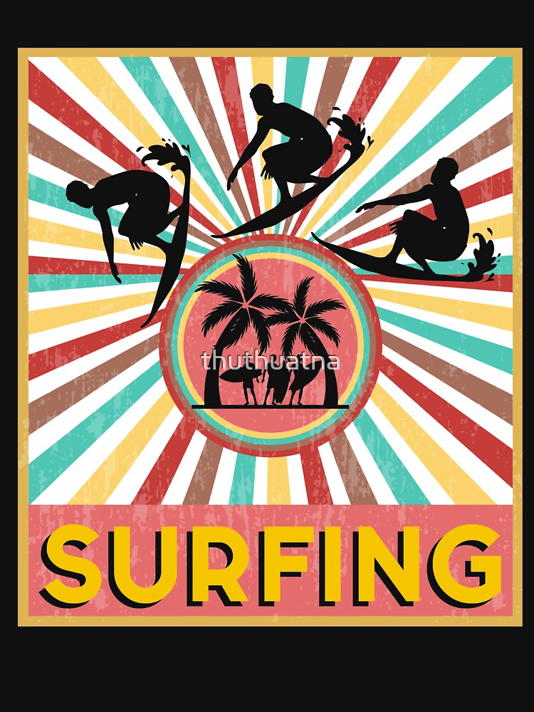 Retro Vintage 70s Style Surfing T Shirt by thuthuatna Unisex , , , Long Sleeve Tee