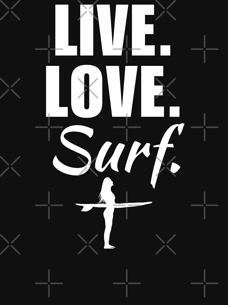Live, love, surf. Surfing enthusiasts or lover club by NBSStore Unisex , , , Long Sleeve Tee