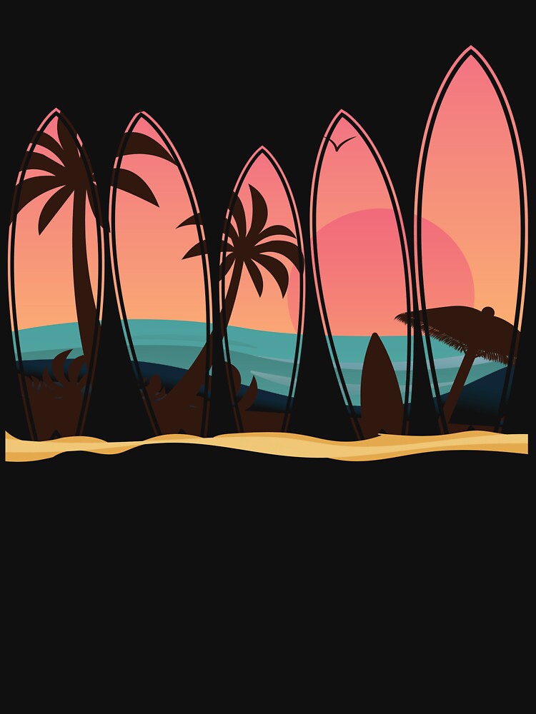 Surf Boards Beach Vacation Surfing Lover Surfer Surfboard Gear by DynamicDesign Unisex , , , Long Sleeve Tee
