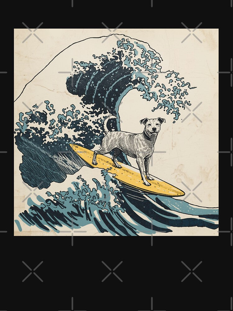 The Great Wave Dog Rider Surf by SOUFIANE1991 Unisex , , , Long Sleeve Tee