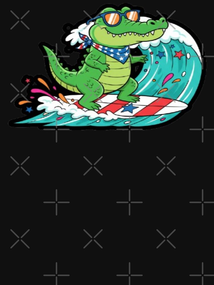 Surfing Alligator - Cute Summer Surf Animal Art by DailySparks Unisex , , , Long Sleeve Tee