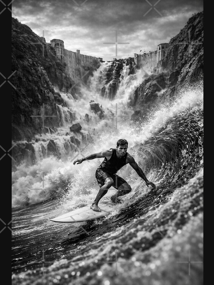 Surfing the End – Hoover Dam Collapse by Beaurozier Unisex , , , Long Sleeve Tee