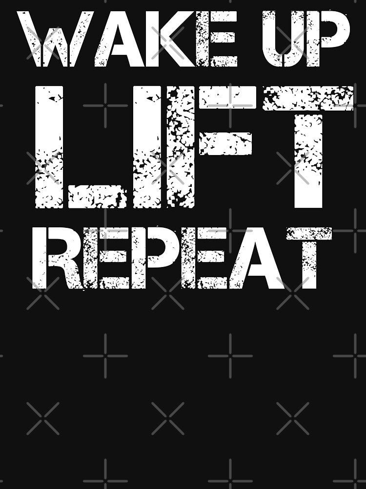 Wake Up, Lift, Repeat : Gym Quote by EnzoVectorism Unisex , , , Long Sleeve Tee