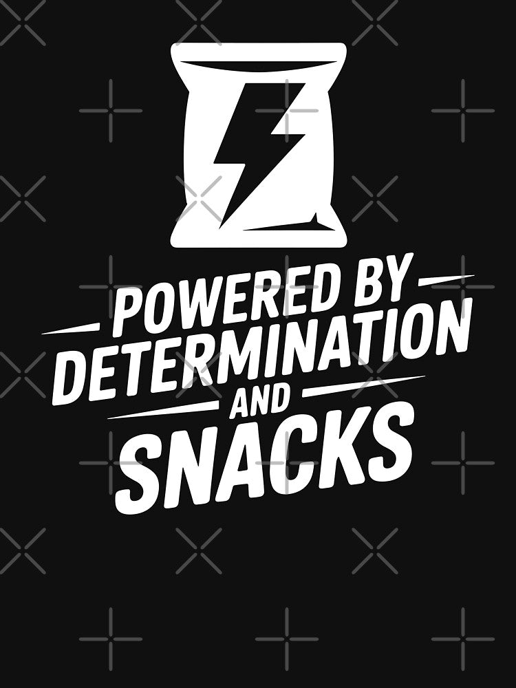 Powered by Determination and Snacks by theartfulaspie Unisex , , , Long Sleeve Tee