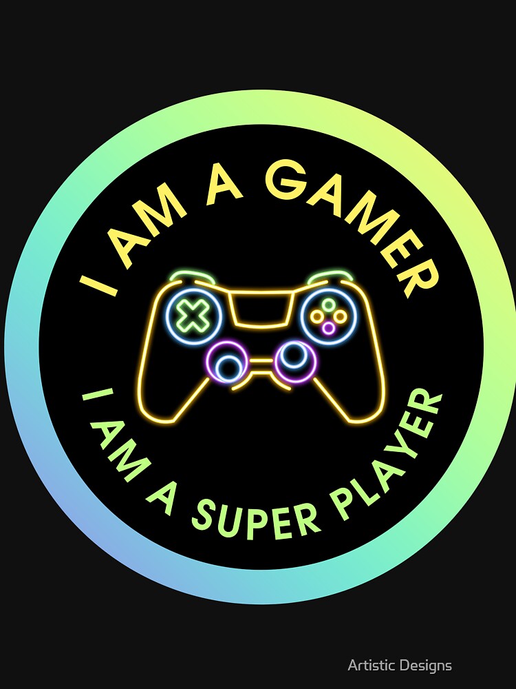 Black Neon Round Gamer by Artistic Designs ⭐⭐⭐⭐⭐ Unisex , , , Long Sleeve Tee