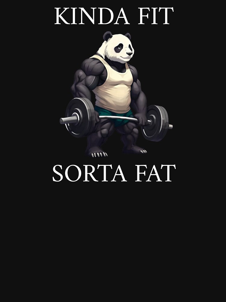 Kinda Fit Sorta Fat Gym Panda Weightlifting by raccoon2opossum Unisex , , , Long Sleeve Tee