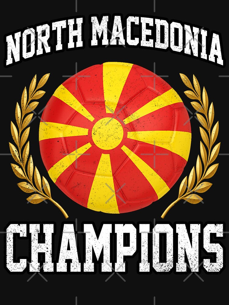 SOCCER BALL FLAG CHAMPIONS - NORTH MACEDONIA - Fans and Teams for Men and Women T-shirt by wallsandpatts