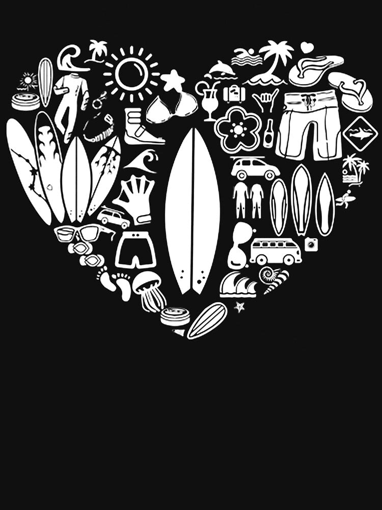 Surfing Heart by GeniusDesignArt Unisex , , , Long Sleeve Tee
