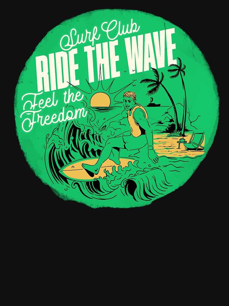 Surf Club Ride the Wave Retro Summer Graphic Art by xneii