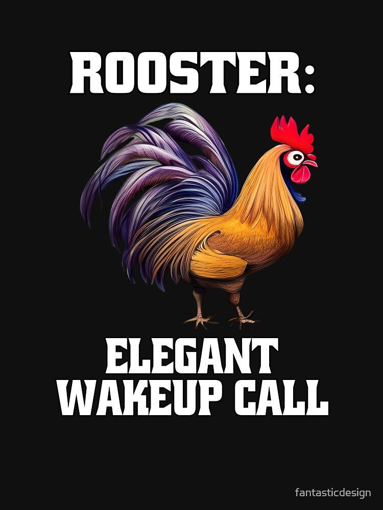 Funny Chicken Farmer Humor Rooster: Elegant Wakeup Call by fantasticdesign Unisex , , , Long Sleeve Tee
