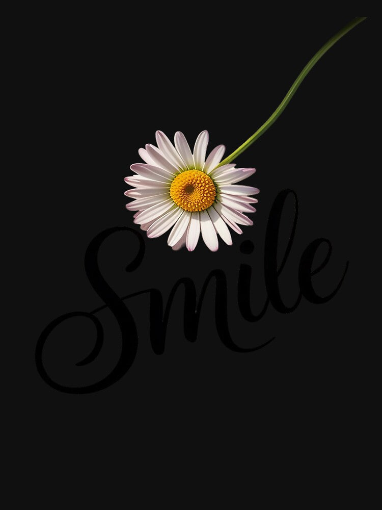 Cute And Funny White and Yellow Daisy Flower Smile by Libbysharts Unisex , , , Long Sleeve Tee