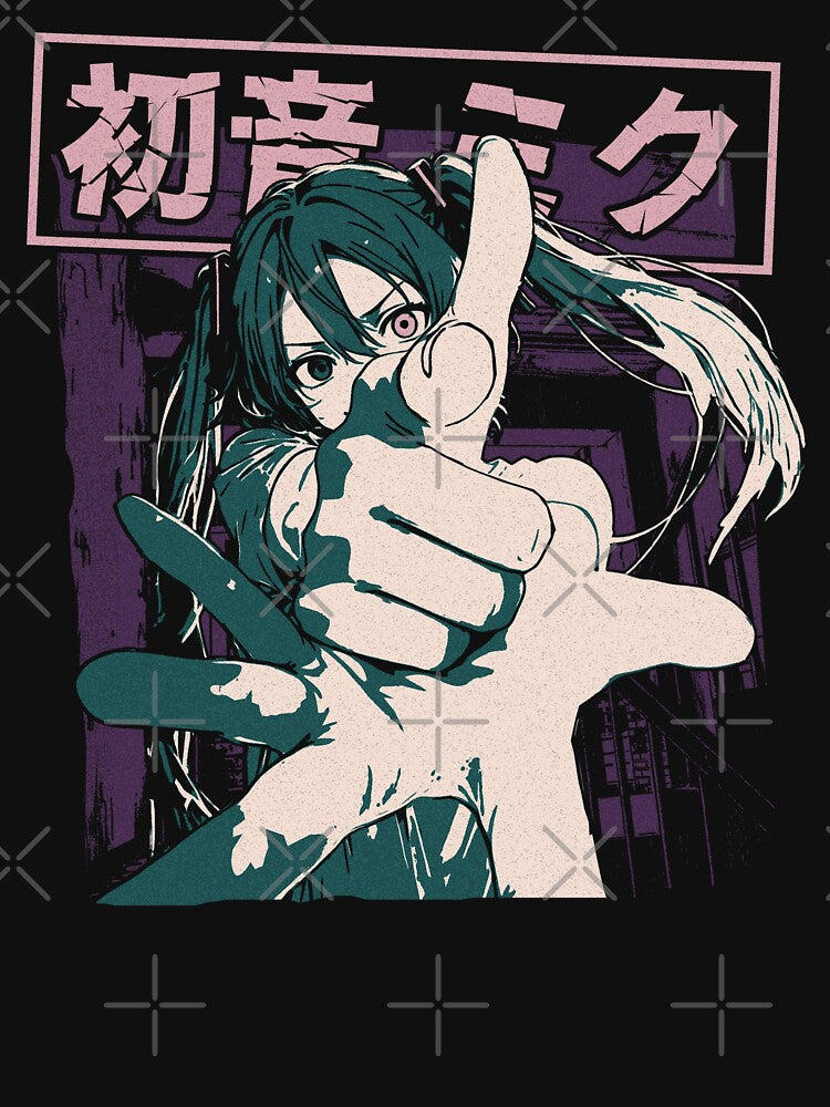 Hatsune Miku Tri Color by MadShroomPrints Unisex , , , Long Sleeve Tee