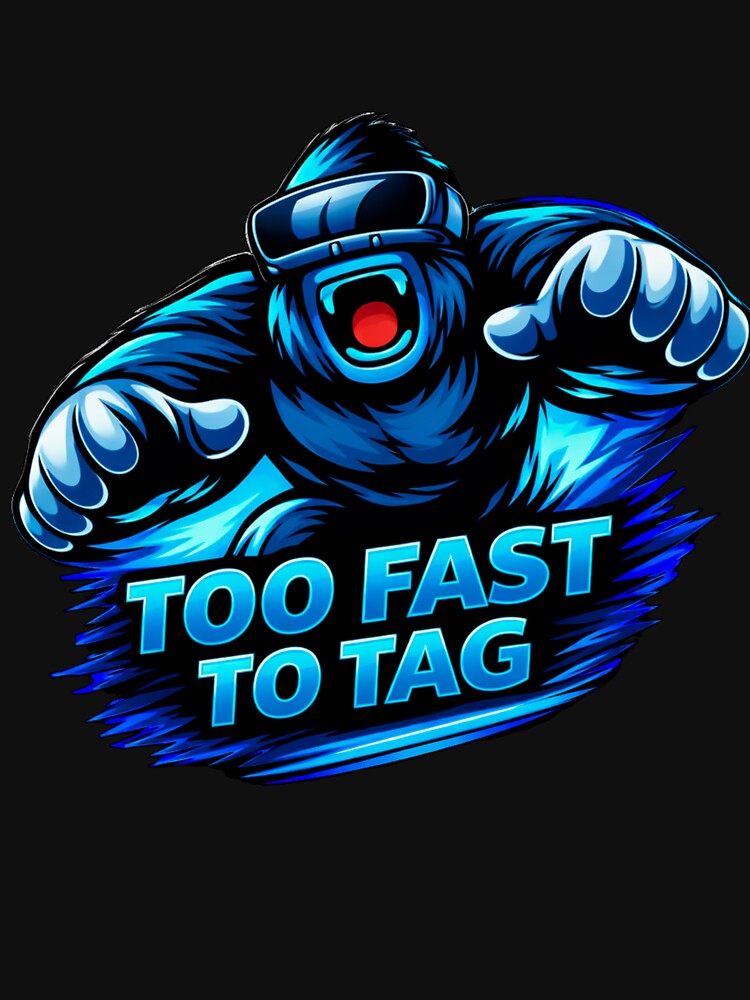 Too Fast to Tag – VR Gorilla Gamer Design by JustJaxGaming Unisex , , , Long Sleeve Tee