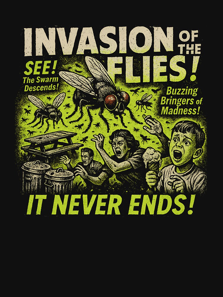 Invasion Of The Flies Movie Poster Vintage Halloween Flies Gear by DynamicDesign