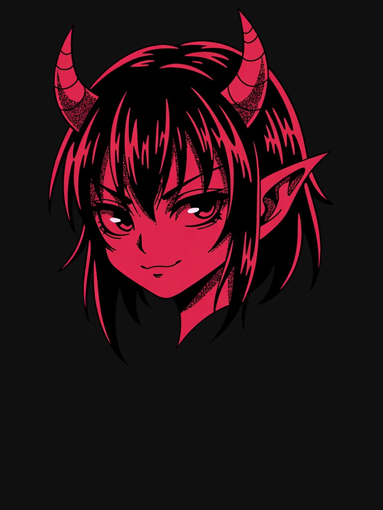 Unbothered Demon Girl – Anime Style Sticker Shirt by Karlas-things Unisex , , , Long Sleeve Tee