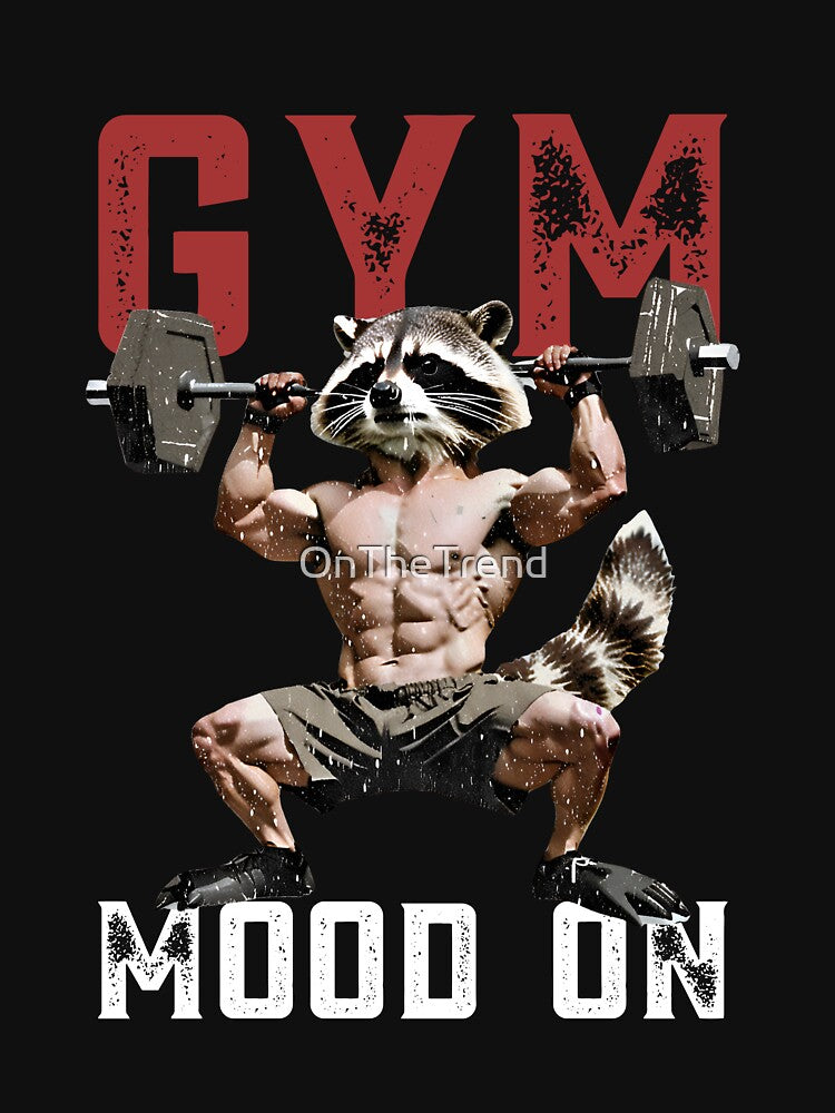Gym Mood On - Raccoon Gym by OnTheTrend Unisex , , , Long Sleeve Tee