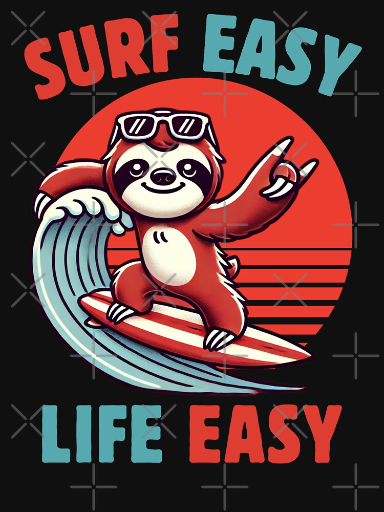 Sloth Surfing – Surf Easy, Live Easy, Cool Sloth Sunglasses Surfing Design by BaliChili Unisex , , , Long Sleeve Tee