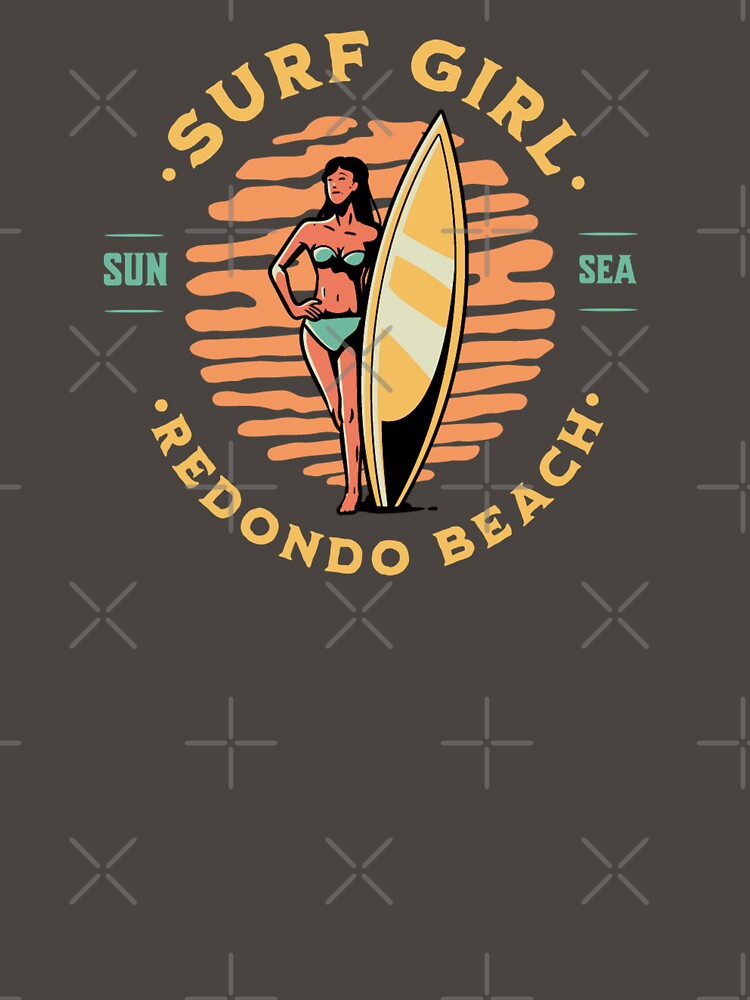 Surfer Girl Surfing Redondo Beach Surfing California by CattlettArt Unisex , , , Long Sleeve Tee
