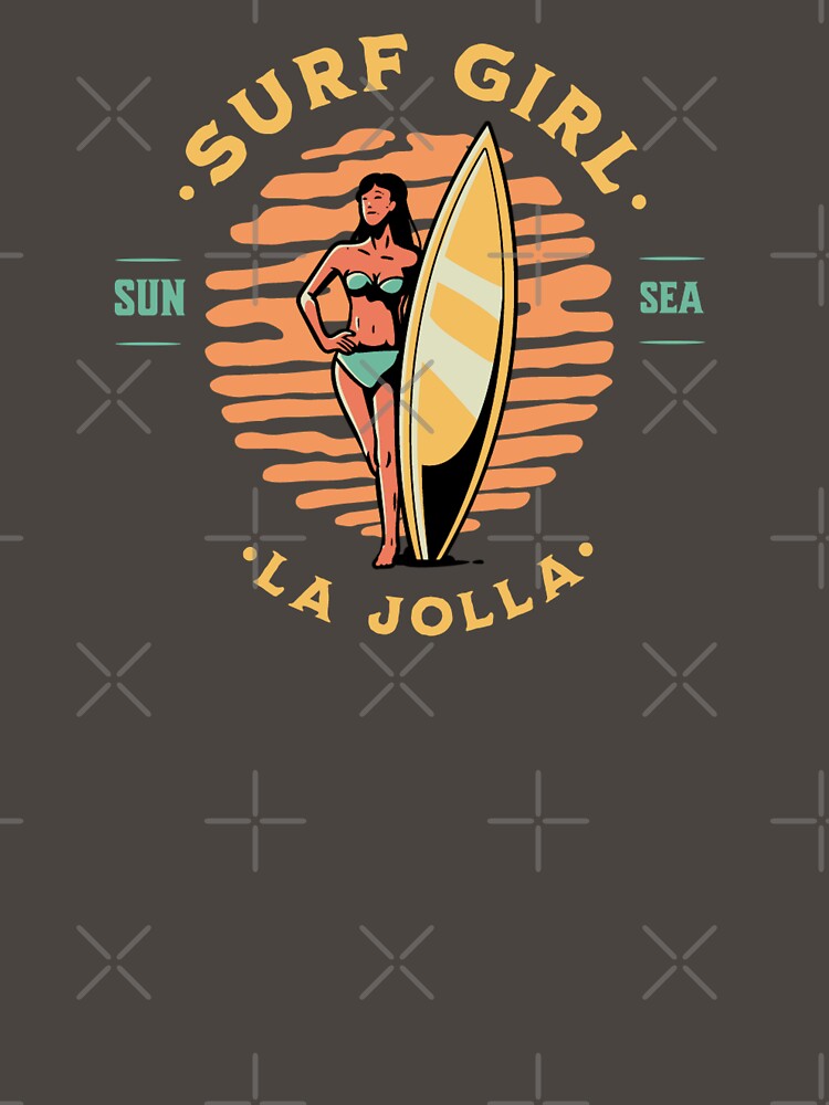 Surfer Girl Surfing La Jolla California by CattlettArt Unisex , , , Long Sleeve Tee