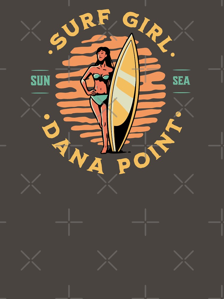Surfer Girl Surfing Dana Point California by CattlettArt Unisex , , , Long Sleeve Tee