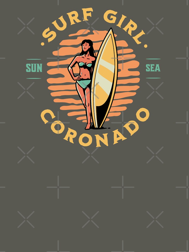 Beach Surfer Girl Coronado California Surfing by CattlettArt Unisex , , , Long Sleeve Tee
