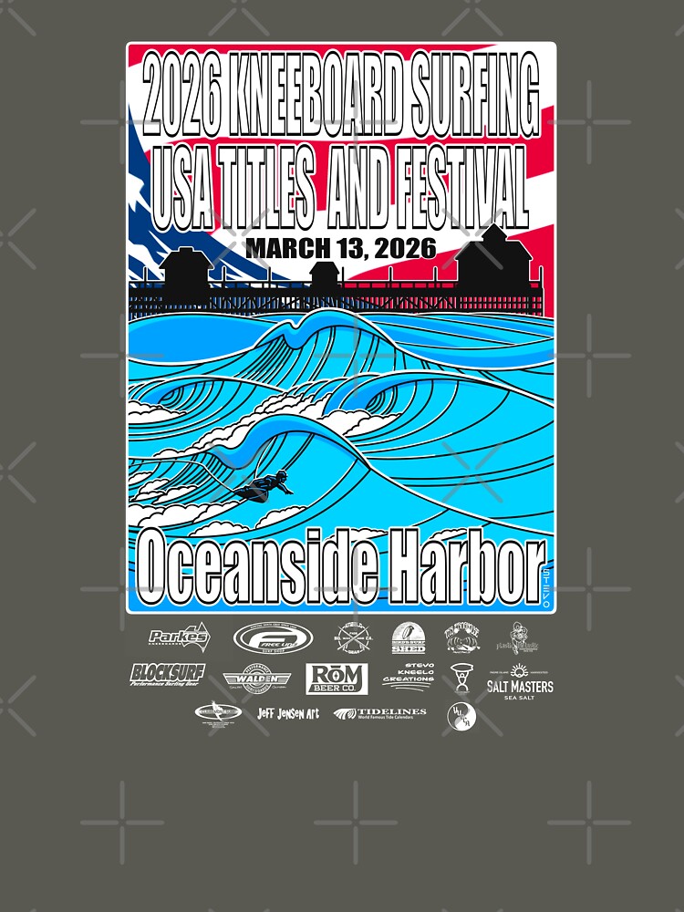 2026 Kneeboarding Surfing USA Titles and Festival by StevoKneelo Unisex , , , Long Sleeve Tee