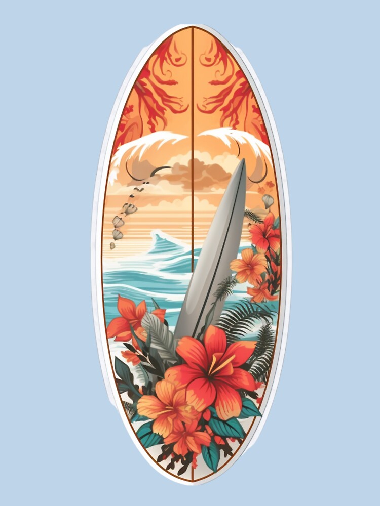 Surfing Board, flowers by HarriPaloma Unisex , , , Long Sleeve Tee