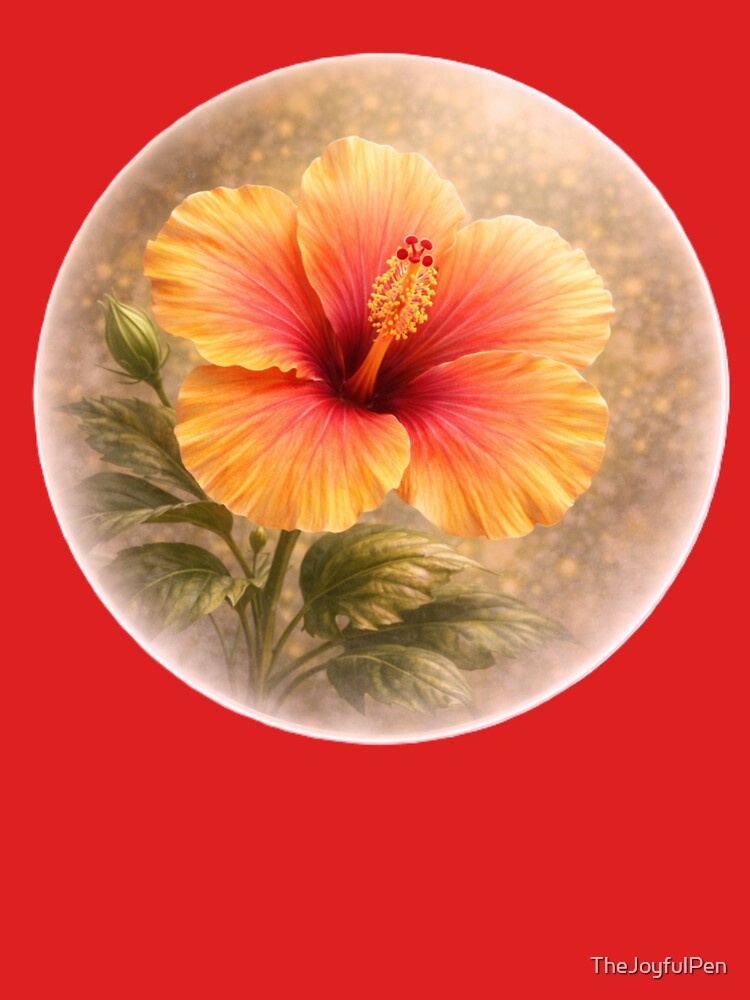 Tropical Hibiscus Bloom – Radiant Floral Portrait by TheJoyfulPen Unisex , , , Long Sleeve Tee