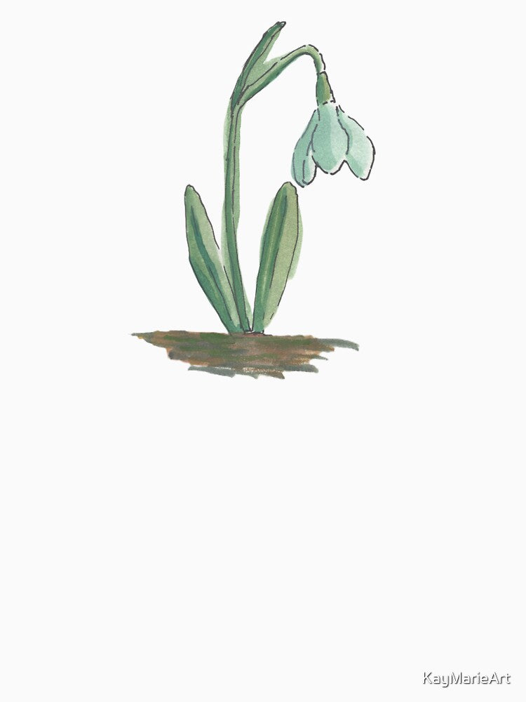 Single Snowdrop by KayMarieArt Unisex , , , Long Sleeve Tee