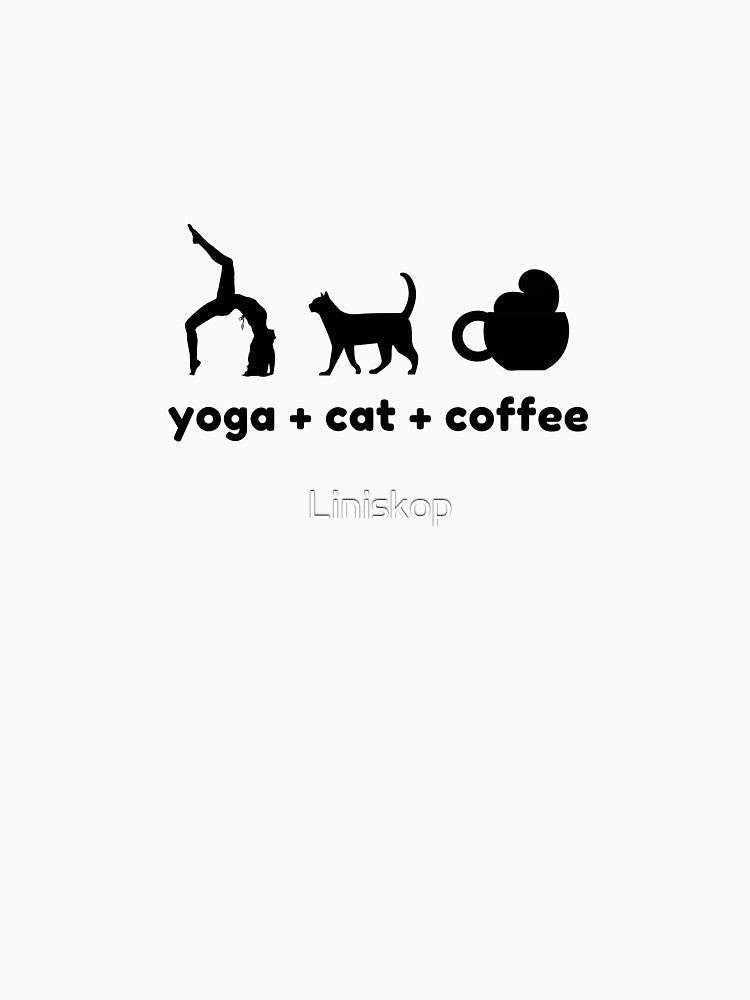 Yoga Cat Coffee by Liniskop Unisex , , , Long Sleeve Tee