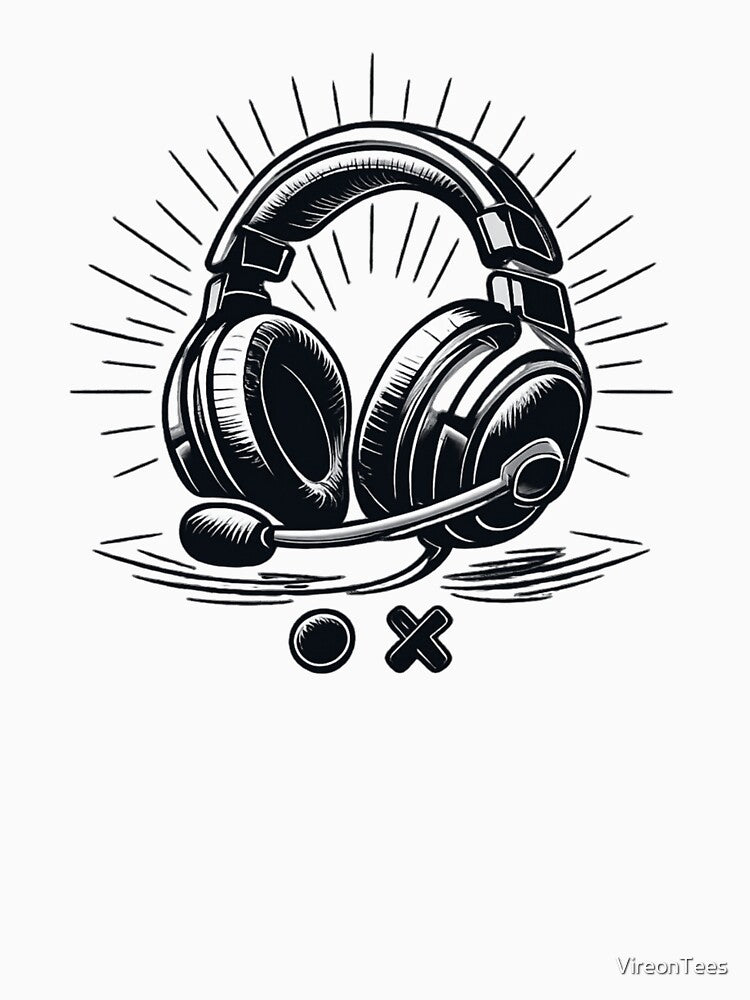 Gaming Headset Icon – Focus Mode Illustration by VireonTees Unisex , , , Long Sleeve Tee