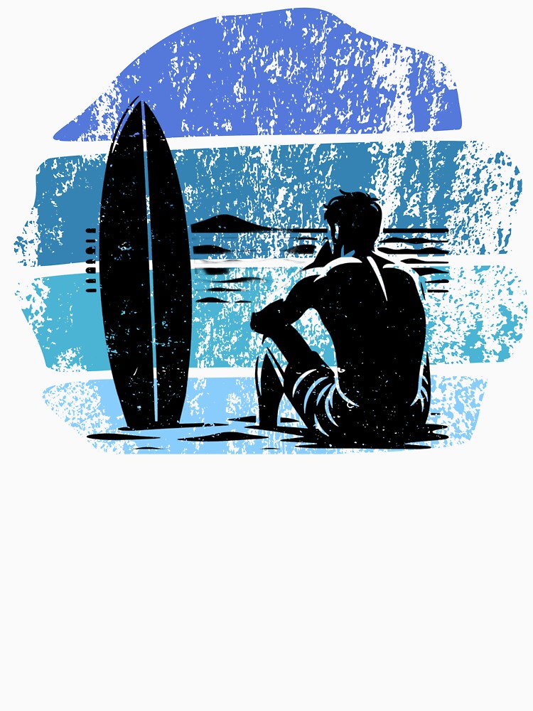 Vintage Surfer Retro Waiting For The Waves by Pavel1981 Unisex , , , Long Sleeve Tee