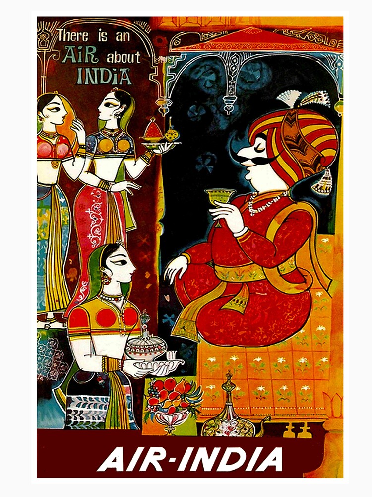AIR INDIA: Vintage Air Travel Advertising Print by posterbobs Unisex , , , Long Sleeve Tee