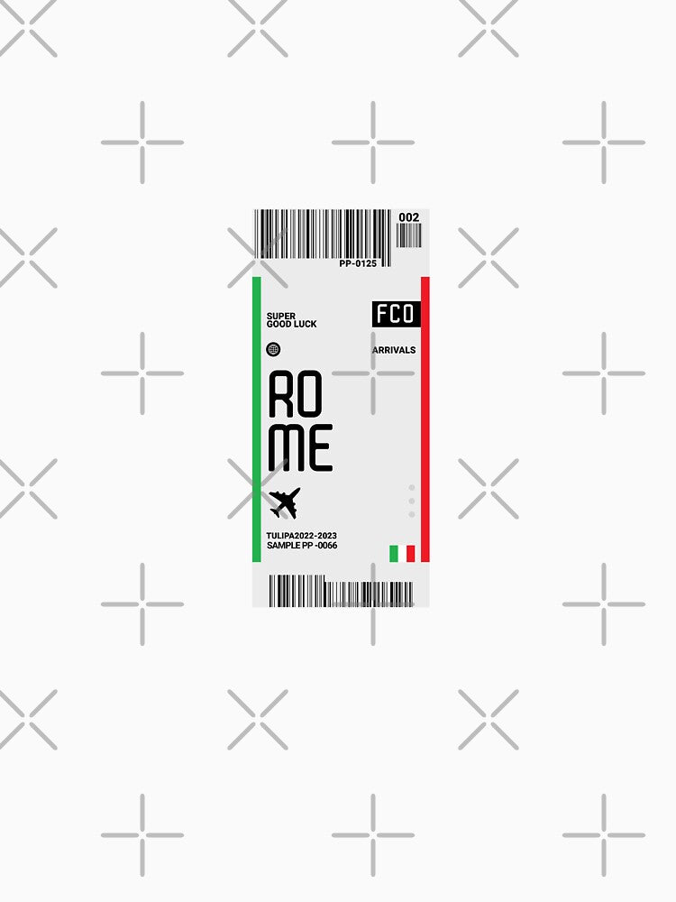 Rome Boarding Pass Italy Travel Ticket by TulipaGraphics Unisex , , , Long Sleeve Tee