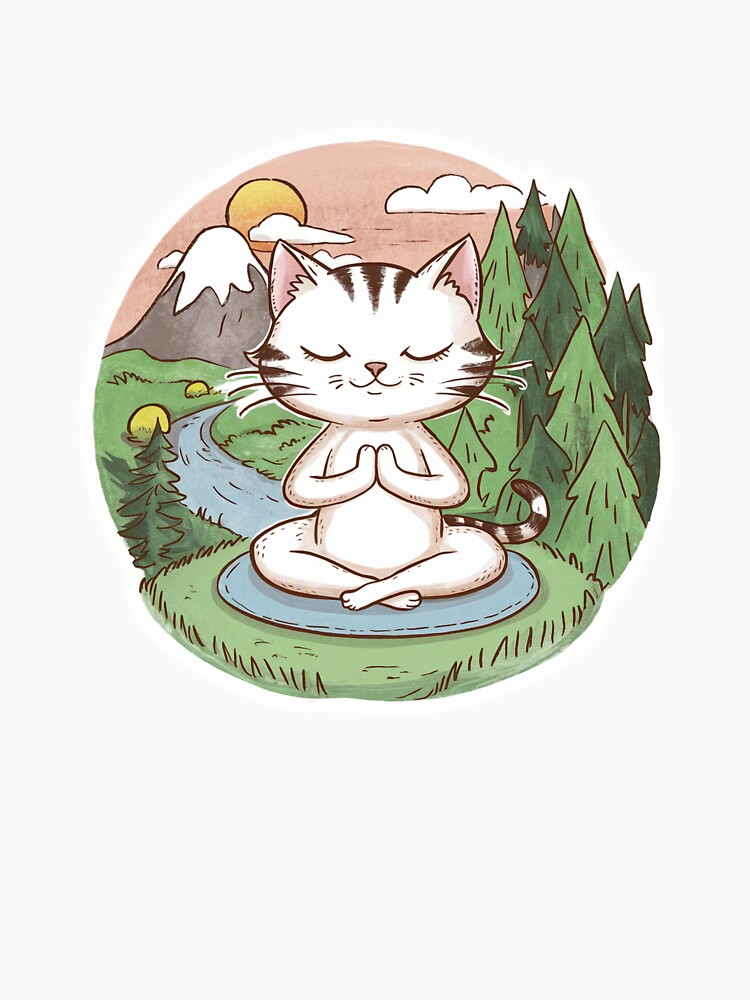 Meditating cat in moutains by canvadreamer444