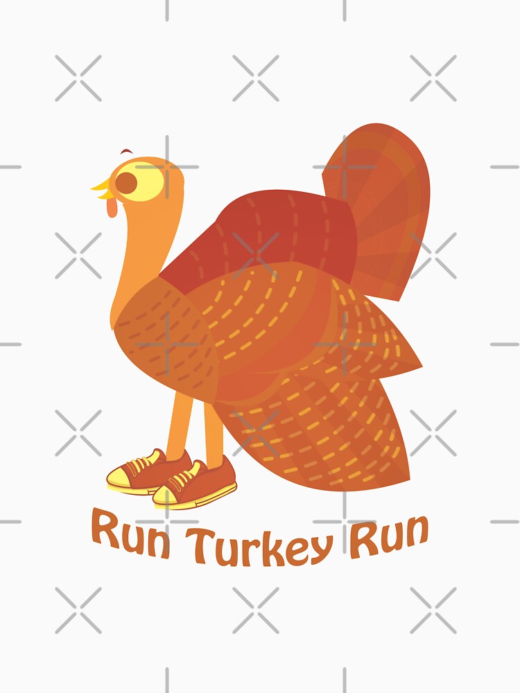 Run Turkey Run Cartoon Turkey Wearing Running Shoes by Hedgie Designs