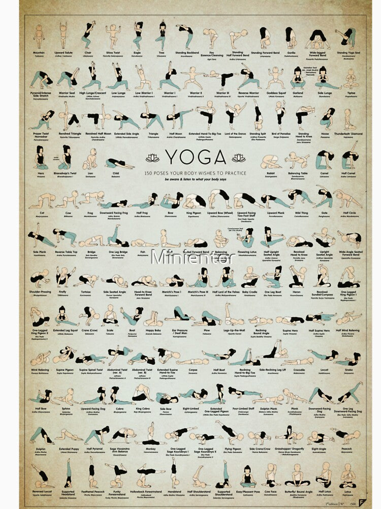 Yoga Poses 150 Yoga Poses Yoga For Life Yoga Love by Minientor Unisex , , , Long Sleeve Tee