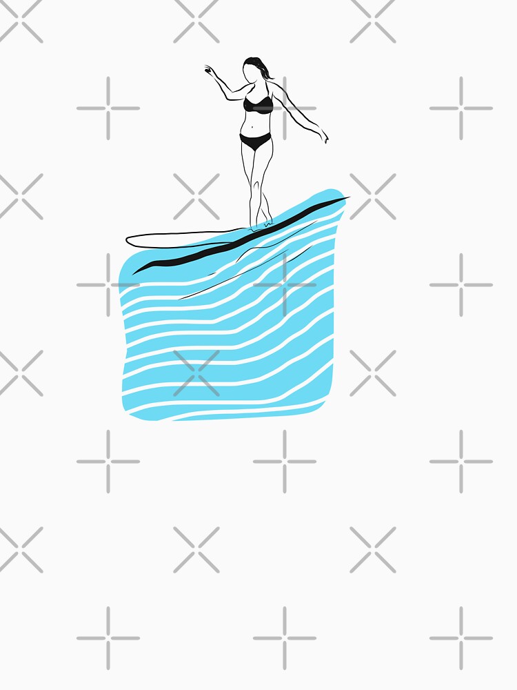 Surfing longboarding minimalist design waves by Tropical Blood Unisex , , , Long Sleeve Tee