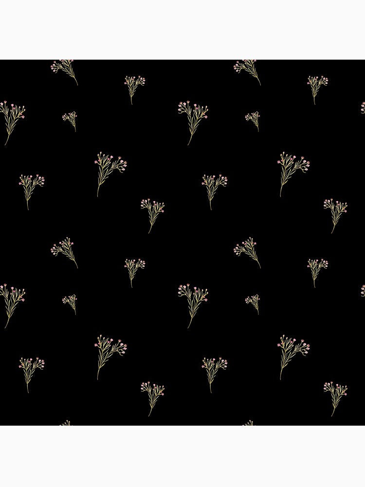 Branch pink flower floral pattern watercolor black by Yana Mustafina | Boho Soulful Designs