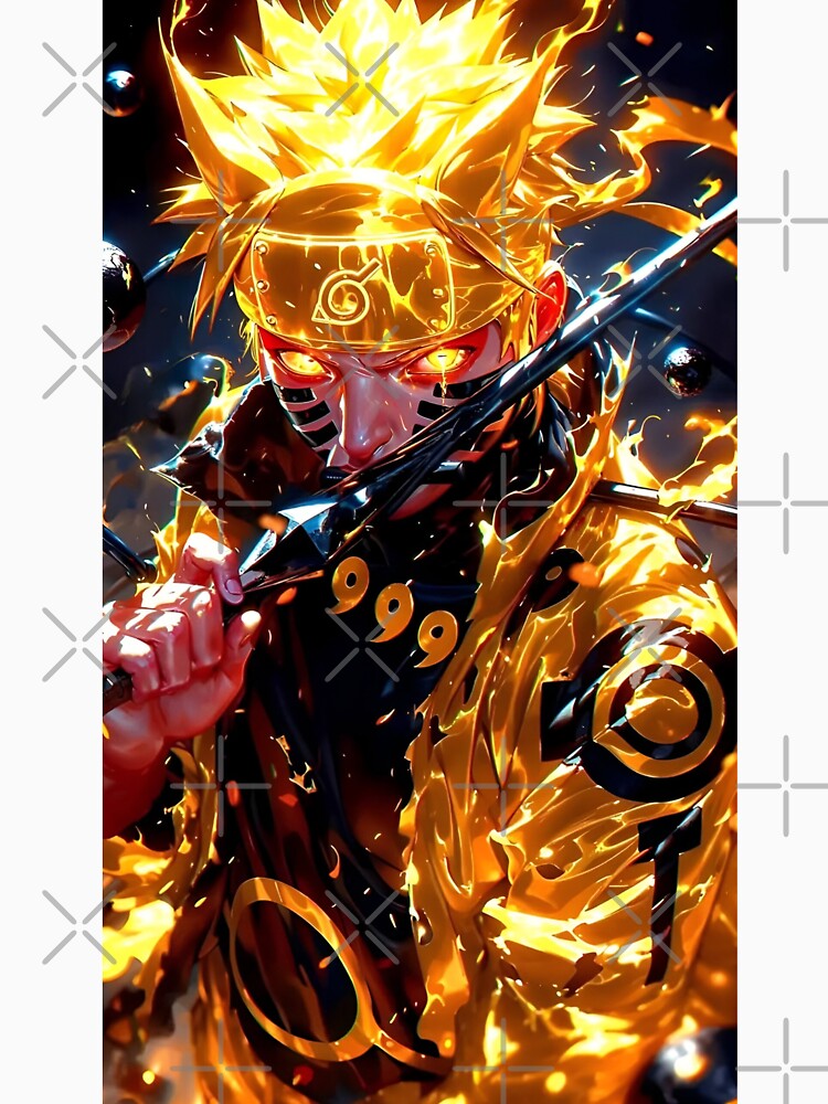 Golden Nine-Tailed Ninja Awakening – Fiery Anime Warrior Art by Dyan4 Unisex , , , Long Sleeve Tee