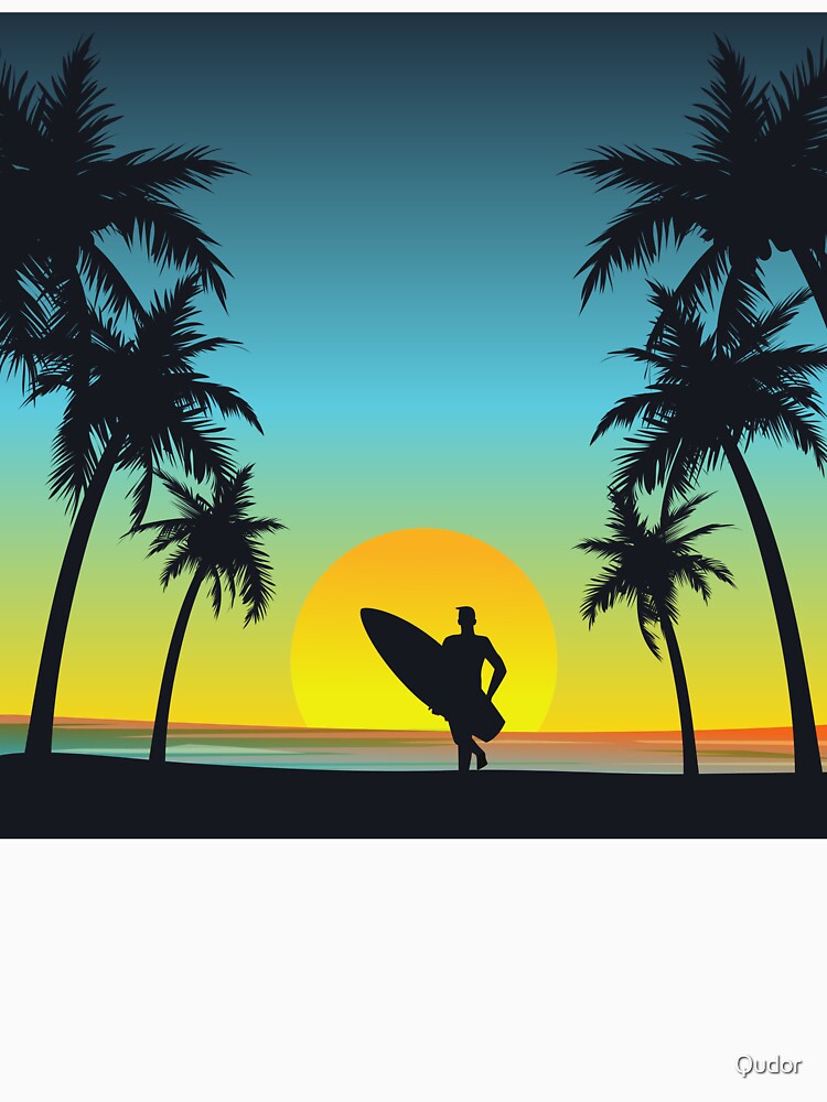 Surfing on the beach by Qudor Unisex , , , Long Sleeve Tee