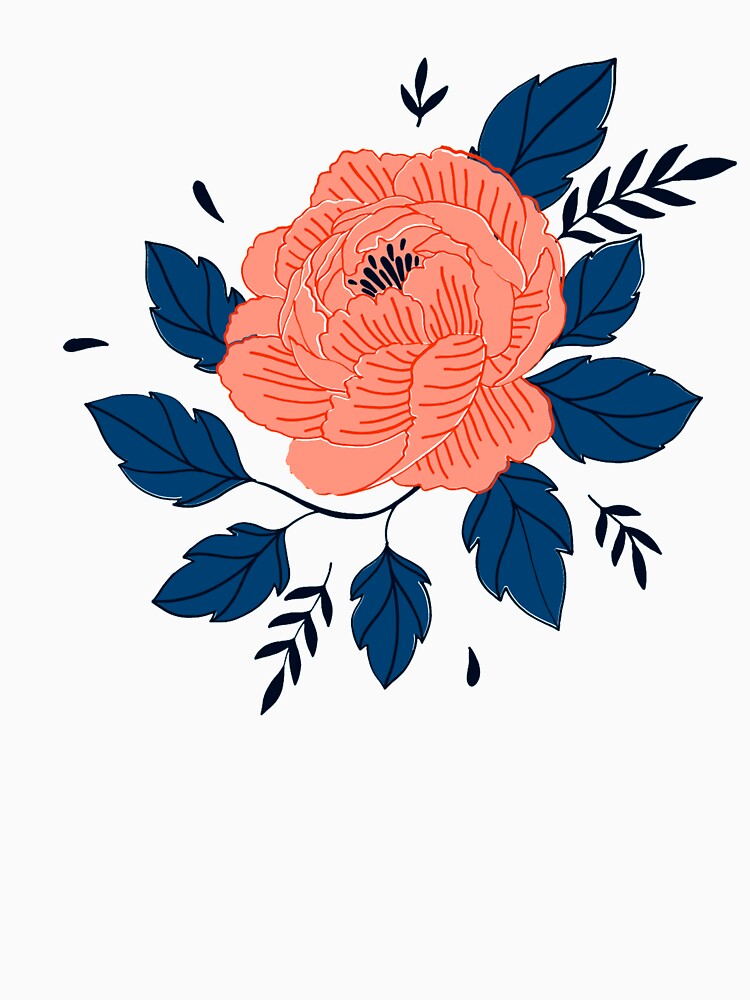 Peach Flower design by Mamichiki Unisex , , , Long Sleeve Tee