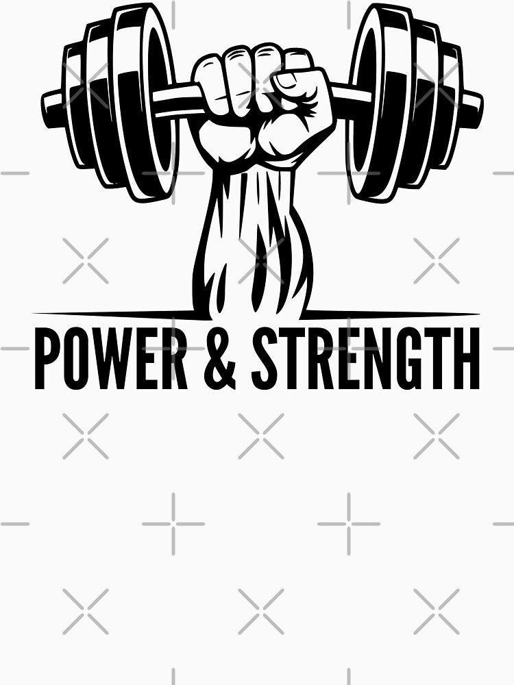 Power & Strength - fitness and Gym motivational quote by GraphicDream Unisex , , , Long Sleeve Tee