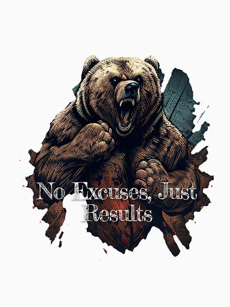 No Excuses, Just Results Bodybuilding Fitness Gym Workout Exercise Merch Print Design by tengamerx