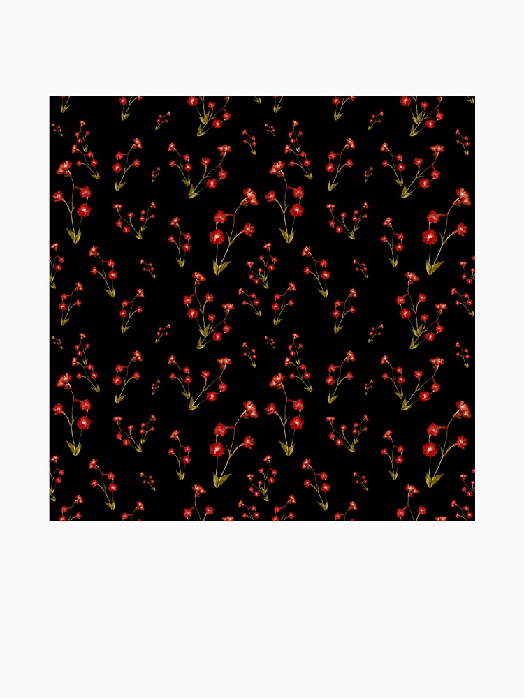 Flower red pattern a cute watercolor illustration black by Yana Mustafina | Boho Soulful Designs