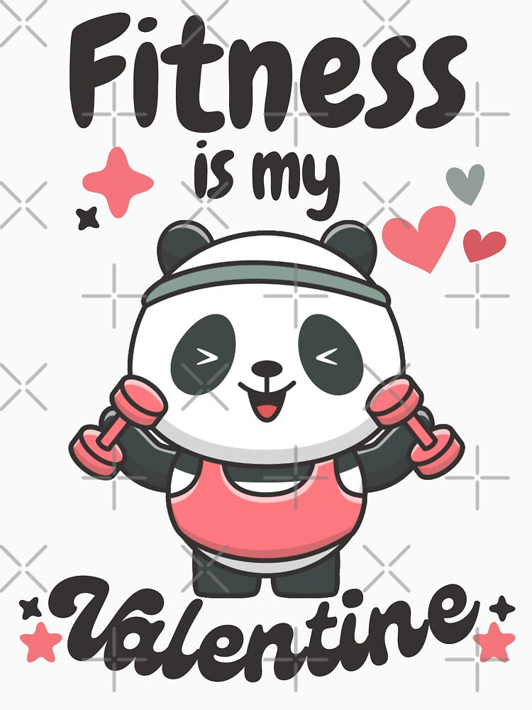 kawaii panda | fitness is my valentine by DrMerlin Unisex , , , Long Sleeve Tee