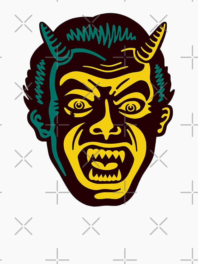 Vintage creepy, scary, horror, spooky, monster, devil face halloween by artomazo