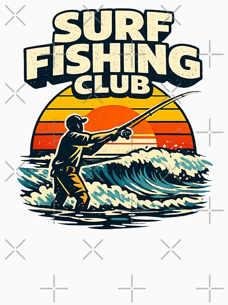Surf Fishing Club Vintage Sunset Surf Angler Ocean Fishing Graphic by SaDesign99