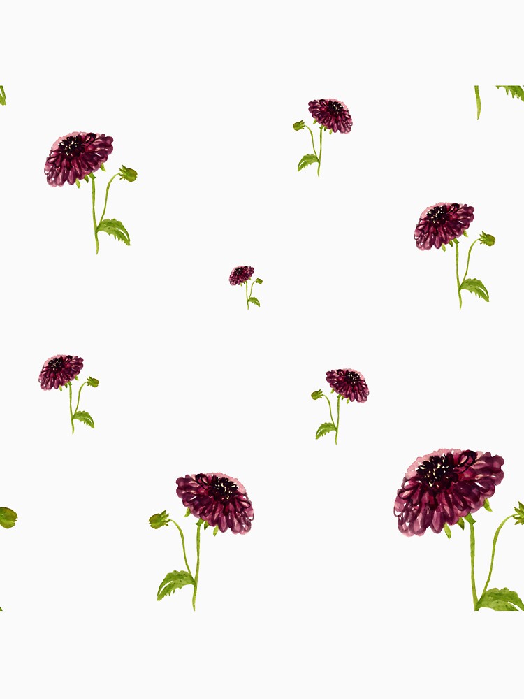 Dahlia red seamless cute pattern a watercolor by Yana Mustafina | Boho Soulful Designs Unisex , , , Long Sleeve Tee